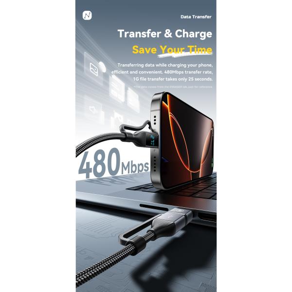 ESSAGER ES-X70 4 in 1 USB A/C to C/L Charging Data Cable PD and QC Charging for All Devices