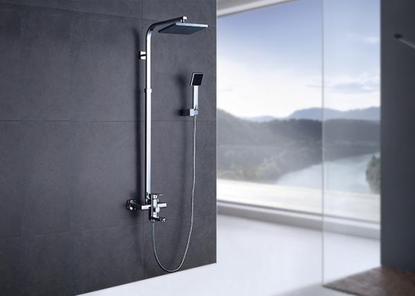 Square Plastic Rainfall Head Bathroom Shower Fixtures ROVATE With Slid Bar