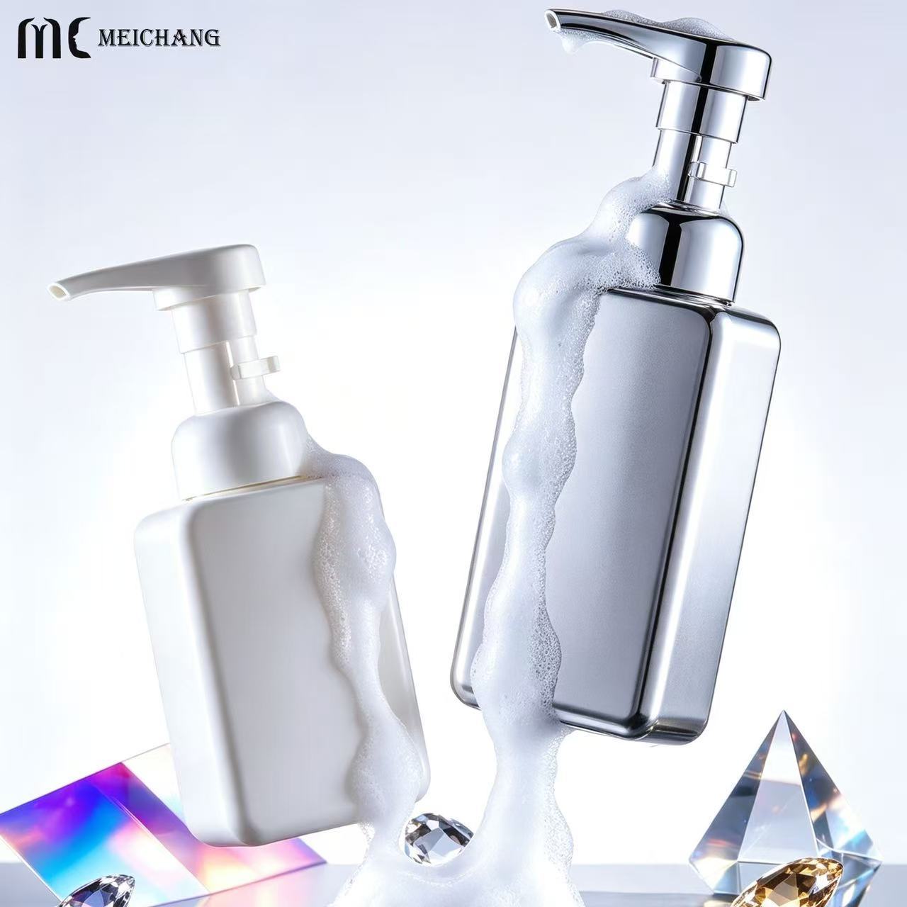 500ml / 600ml Refillable Square PET Foaming Pump Bottle, with a 1.5cc foaming dispenser(MC-1806)