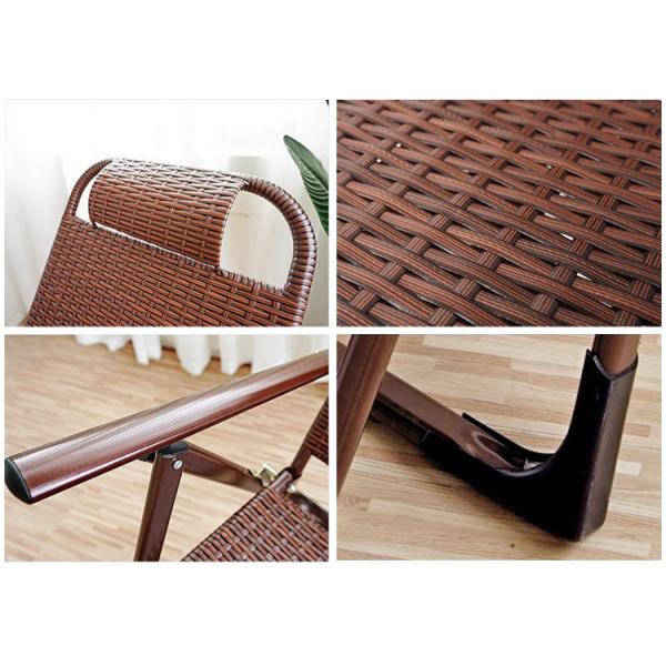 Outdoor Beach Balcony Garden Portable Rattan Folding Sun Lounge Chair with Foot Pedal