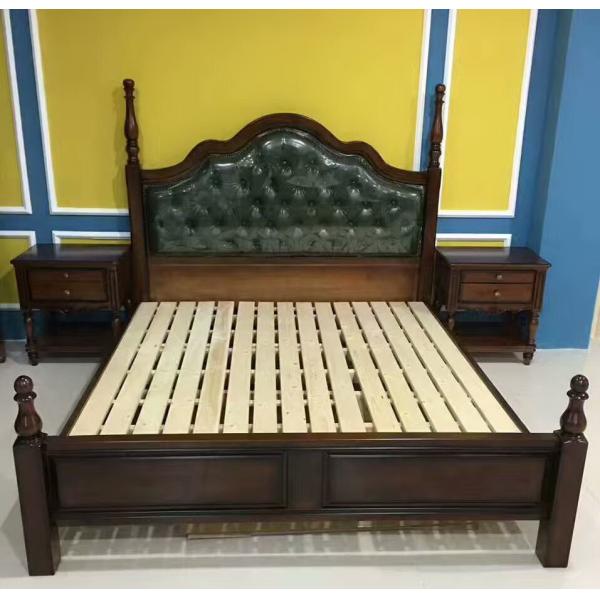 Tall headboard 0/set Walnut painting Rubber Wood Bedroom Furniture set in Pine bedboard