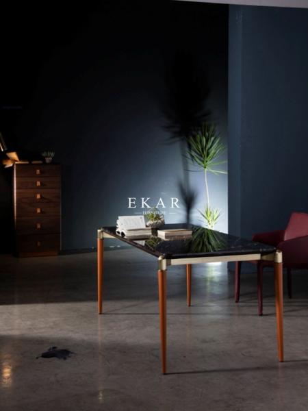 Marble Or Wooden Top Metal Frame Modern Rectangle Dining Table  DA-TA18