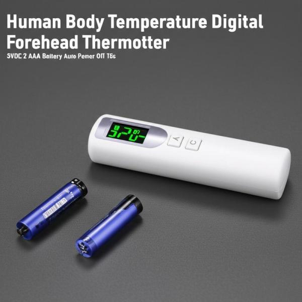 Termómetro digital de frente para la temperatura corporal humana con batería alcalina de 3VDC 2 AAA y apagado automático 15s