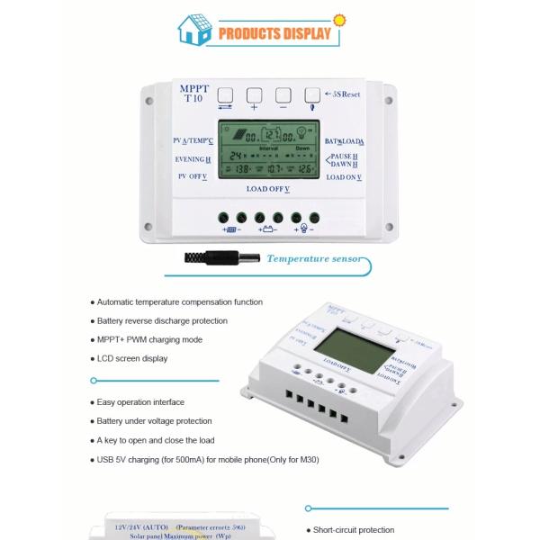 10A - 60A Intelligent Solar Charge Controller With 12A And MPPT Technology