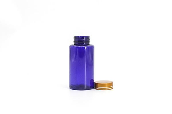 6.76oz/200ml Blue PET Plastic Universal Packaging Bottle, Health Medicine Pill And Capsule Bottle With Screw Cap
