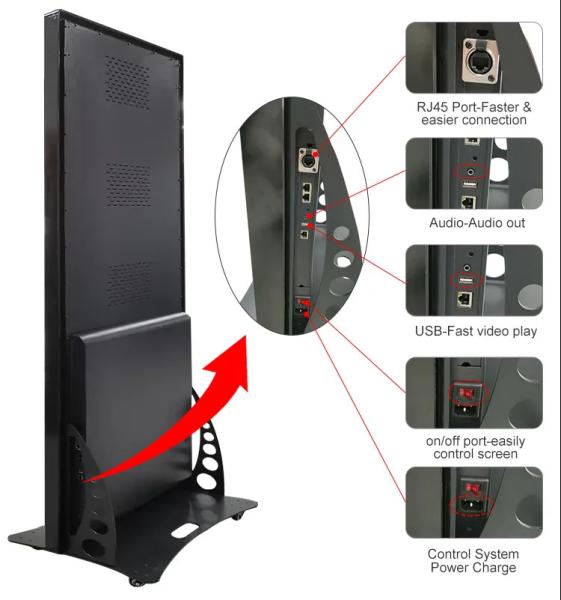 床立 LEDデジタルポスターディスプレイ制御 Wifi USB移動式広告 LEDスクリーン