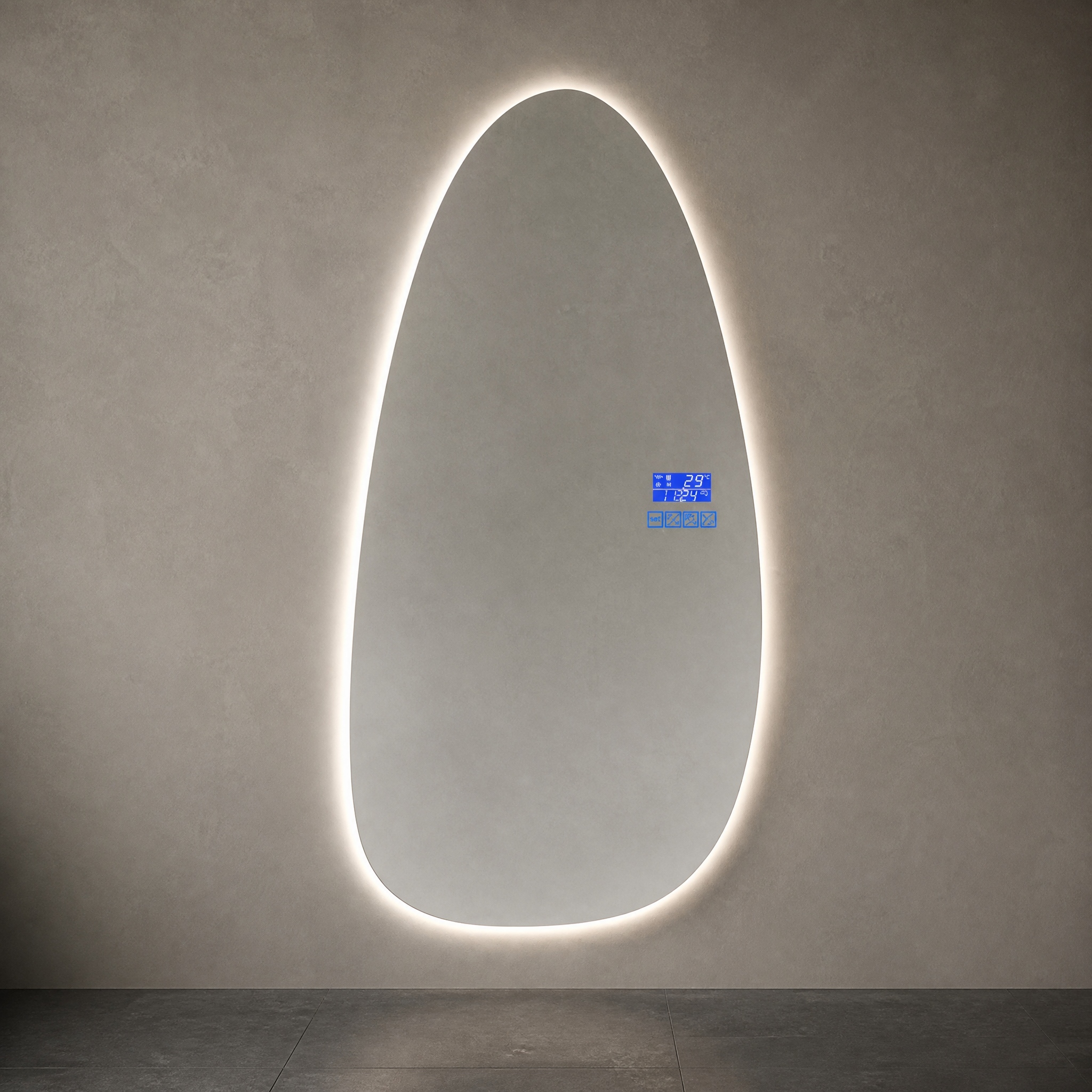 Modern Irregular LED Mirror Frameless Wall Mount with Touch Dimmable Anti-Fog