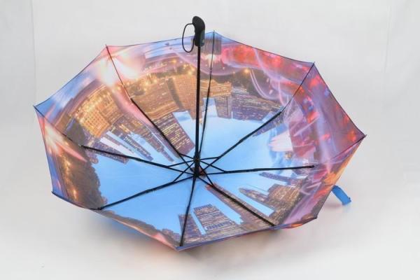 Digital Printing 3 Telescopic Golf Umbrella , Folding Golf Umbrella Soft Rubber Handle