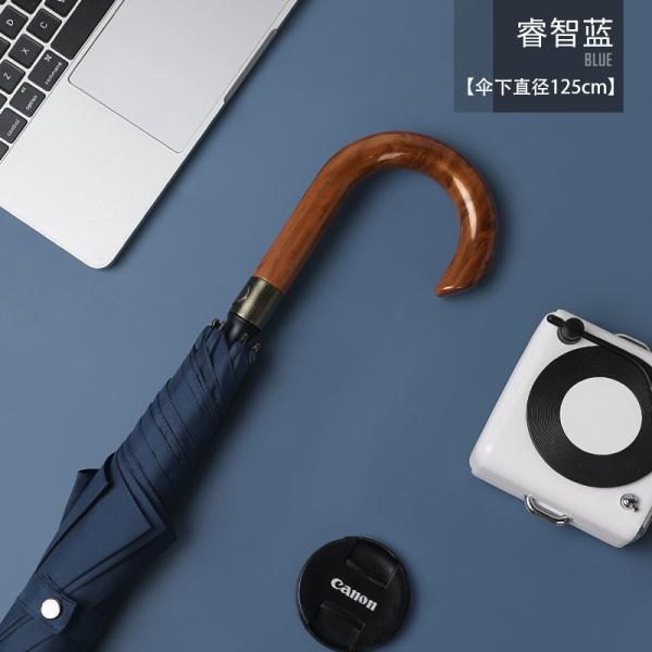 27inch Solid Wood Curved Handle Umbrella Large Wind and Rain Protection 8k Custom Logo