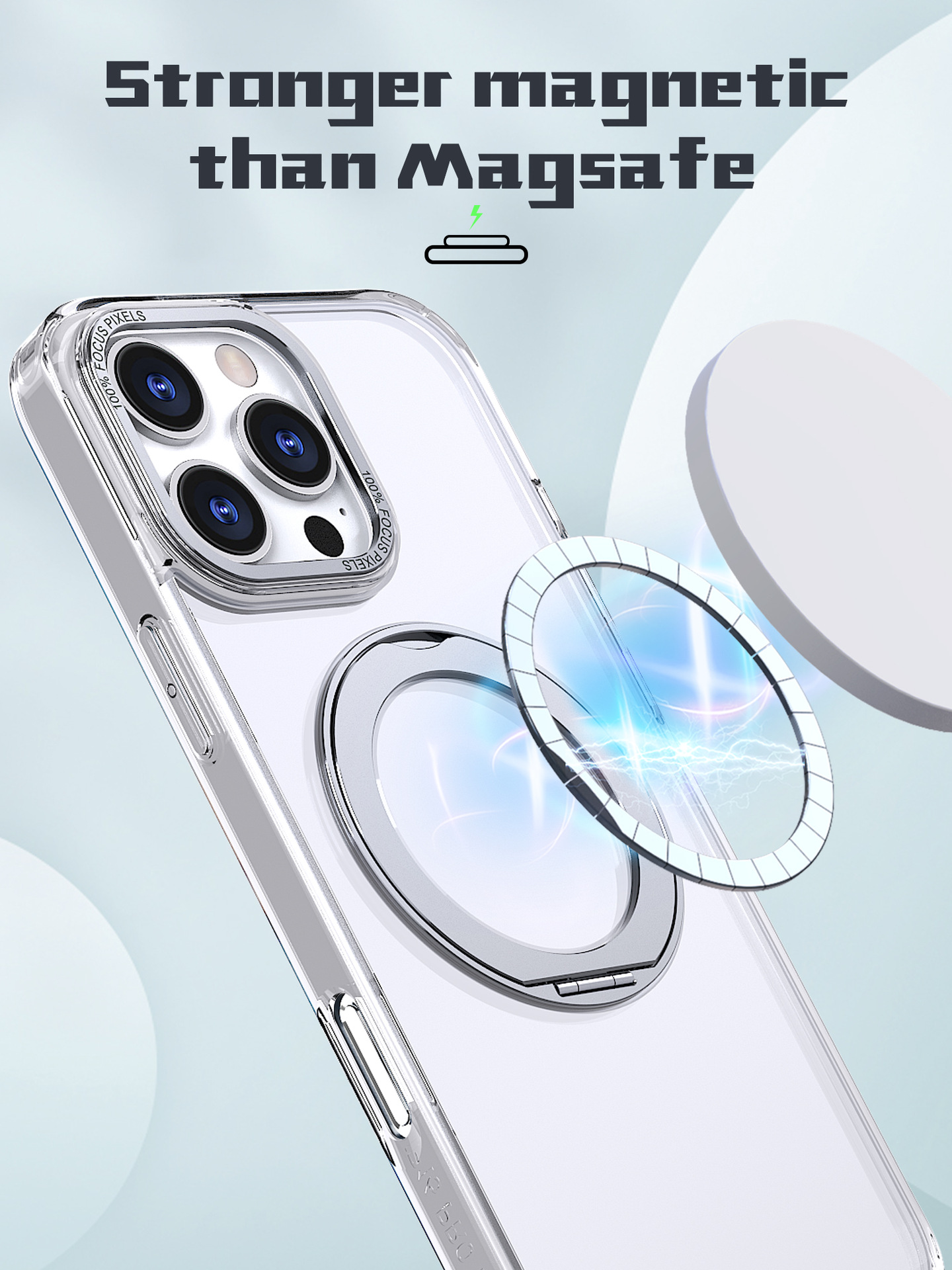 New Pivot Point Phone Case Magnetic Rotating Transparent Stand Glitter Case for IPhone16 Pro Max