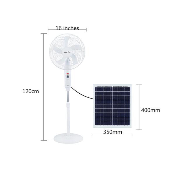 Rechargeable 25W Solar Powered Outdoor Fan 18650 Lithium Battery 3 Wind Gears With Panel