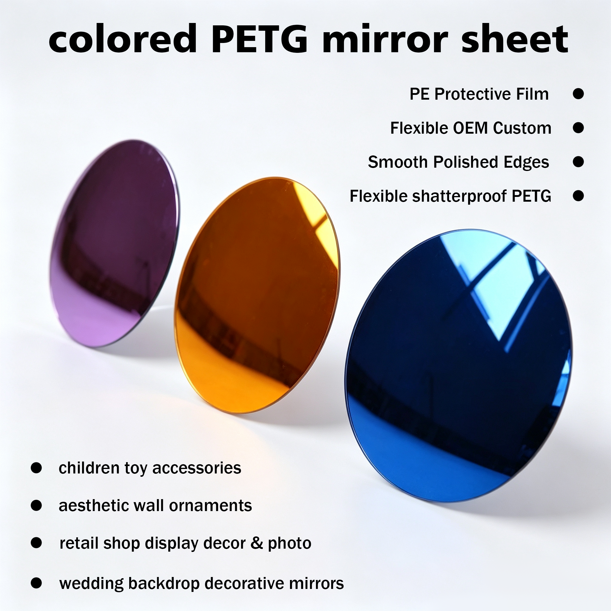 Colored Acrylic Mirror Panel Children Safe Plastic Mirror Sheet For Sensory Play