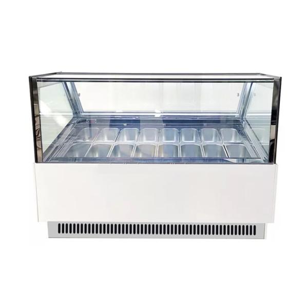 Квадратное мороженое витринного шкафа Gelato подносов стекла 16 окуная замораживатель