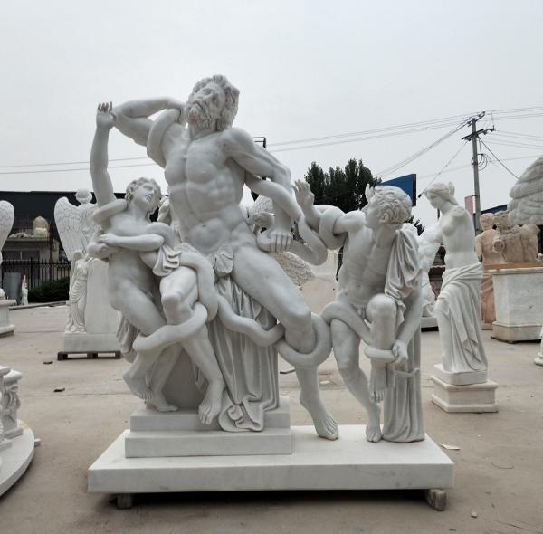 Museum exhibition marble sculptures Laocoon replica stone statue,stone carving supplier