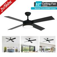 4*MDF Blades Decorativo LED Ventilador de Tecto Preto acabamento DC Motor Economia de Energia