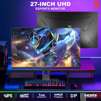 Monitor de juegos 4K de 27 pulgadas, resolución UHD, 180 Hz, soporte fijo, monitor de computadora, 300 cd/m2