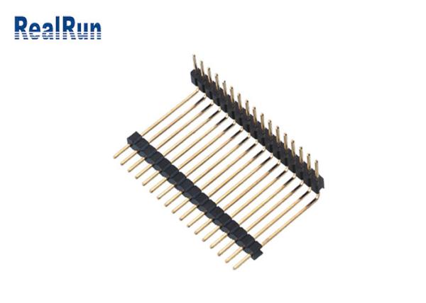PA6T 2.54 17P Pin Header Connector 90 Degree Right Angle Dip Gold Plated Dual Plastic