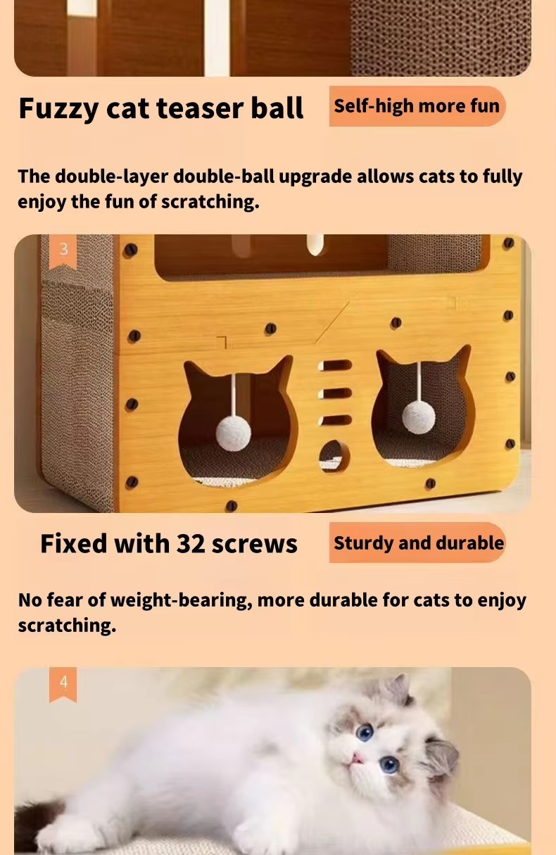 Wholesale Classic Modern Cat Interactive Scratcher Nest Playful Corrugated Paper Carton Packaged Cat Scratch Board Cat Toy