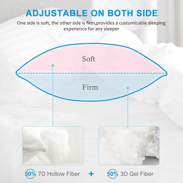 Queen Size Memory Foam Bed Pillows for Side and Back Sleepers 2 Pack Super Soft Pillows