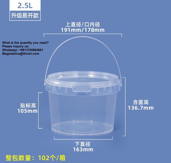 500ML/750ML/1000ML Plastic Cups Lids Wholesale Disposable Clear Plastic Drink Buckets Fruits Container Tubs For Drinks Foods