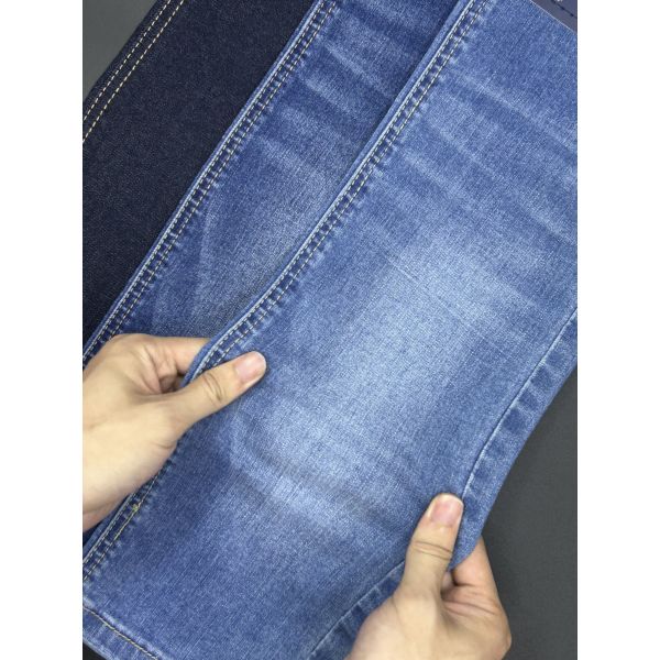 9.7oz Cotton Blend Denim Fabric Dark Blue Lightweight Denim Fabric With Smooth Finish