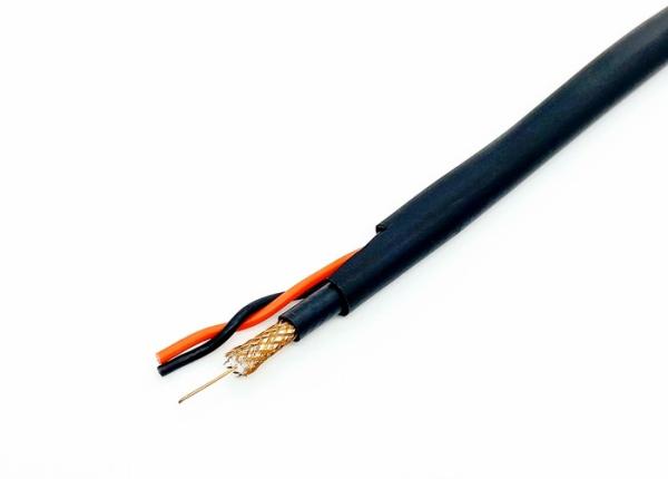 Fio preto exterior do cabo coaxial do PVC de RG59+2C para o sistema de Surveilance da câmera