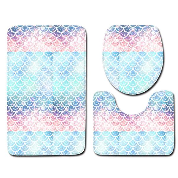 Toalete Mat Set Non Slip do banheiro da escala de peixes esteira de banho de 3 partes