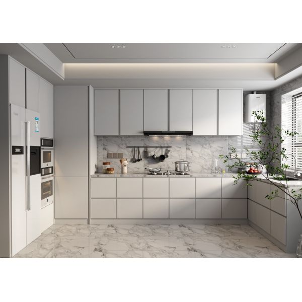 Melamine PVC Kitchen Cabinets Modern Small Space Solutions With Handles