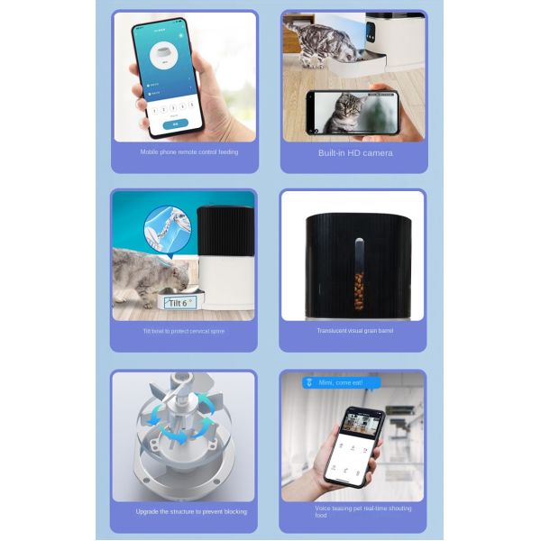 Wholesale Eco-Friendly Modern Plastic Intelligent Automatic Pet Feeder Mobile Timing Quantum Remote Control Voice Video Features