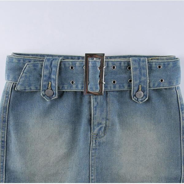 Oem Factory Manufacturer Custom Logo Hip Skirt Lady Short Denim Skirt Custom Denim Clothing