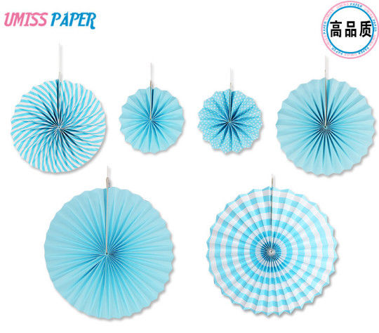 6 Sets of Paper Fan Flowers, Round Colorful Dotted Folds Origami Fan Flower, Hollow Birthday Party Background Decoration