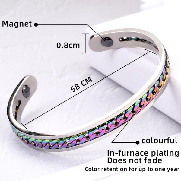 Inspirational titanium steel bracelet magnet health care color chain Seiko C-shaped opening OEM logo words bracelet