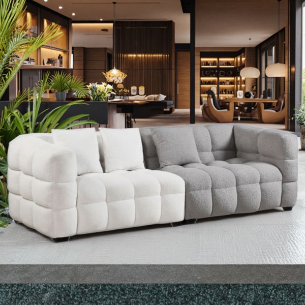 Modern Lounge Sofa for Living Room Furniture White Grey Fabric Sectional Couch Set Modular 2 Seater Upholstered Sofas