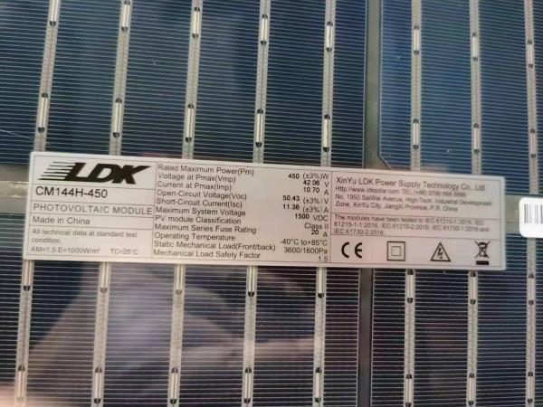 LDK A Grade Bifacial Solar Panel , Dual Sided Solar Panels 430W 450W 144 Cells