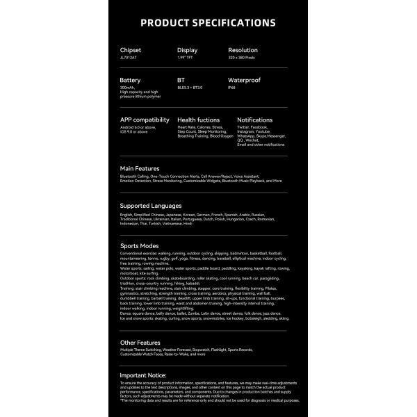 KW295 Smart Watch with Bluetooth Calling 100+ Sports Modes