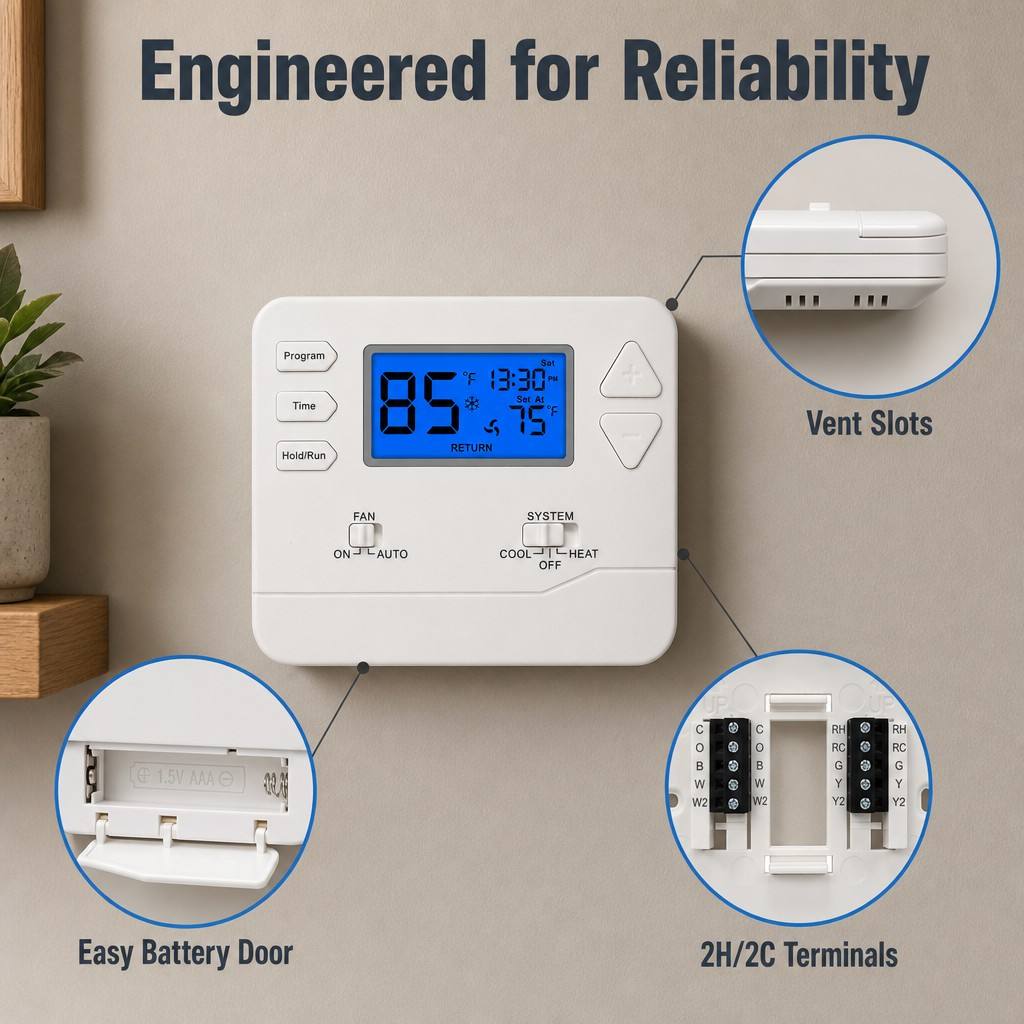 Riseem 2.08 Sq.in. Display Size Programmable Room Air Conditioning Thermostat for Customer Requirements