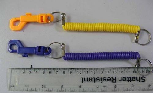 Muti Colors Short Bungee Spring Coil PlasticTrigger Snap Coil w/Key Ring
