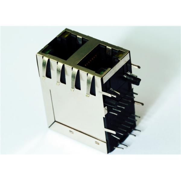 LED 0845-2G1T-S4 のモジュラー コネクター 10/100Base-T との積み重ねられた 2x1 Rj45 Magjack