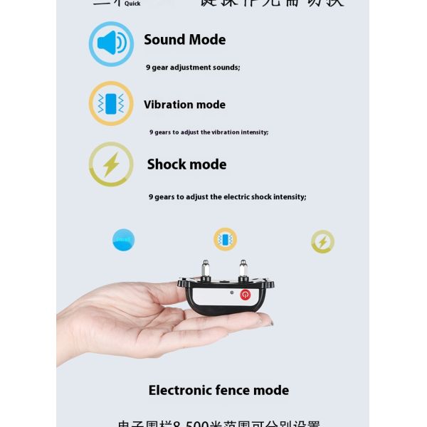 Smart Rechargeable Wireless Plastic Outdoor Dog Fence Training Collar Waterproof IP67 Electronic Shock Stop Barking Pet Training