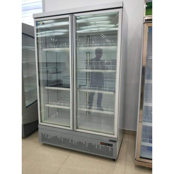 Double door glass door stainless steel air-cooled large capacity beverage cabinet