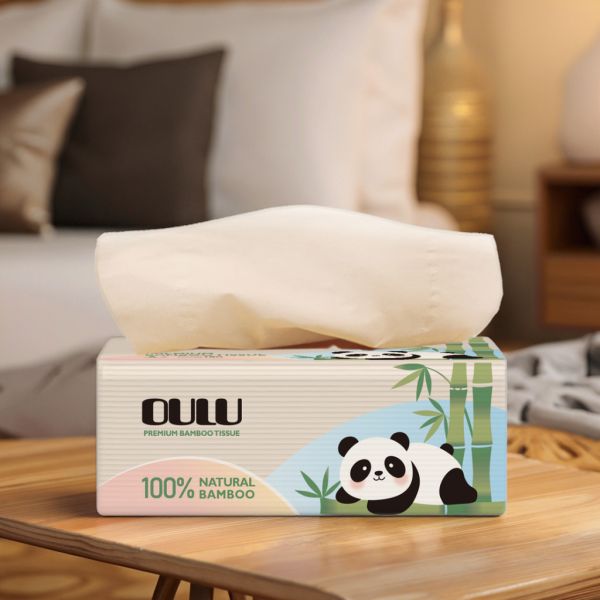 OURRU Skin-Friendly Soft 2/3/4 Ply Box Tissue 100% Virgin Bamboo Pulp Facial Tissue Paper for Home Hotel Restaurant Use