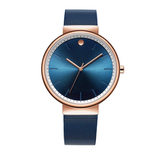 Relógio de quartzo masculino elegante prateado de 40 mm superfície lisa redonda