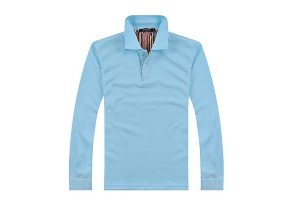 Cotton 2 - ply Interlock Button Cuffs Long Sleeve Polo Shirts Casual Type