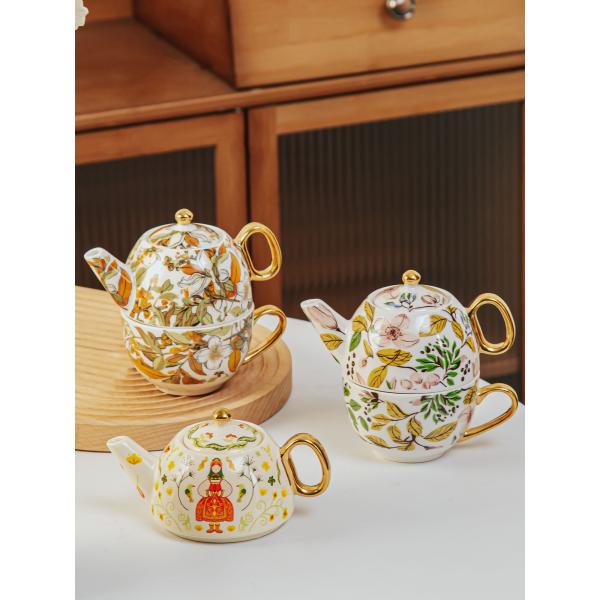 Single Teapot And Cup Set Porcelain Individual Tea Set With Wedding Gift Cup And Saucer