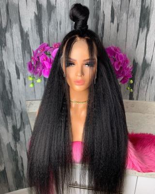 Brazilian 360 Lace Frontal Human Hair Pre Plucked Yaki Straight Wig With Baby Hair