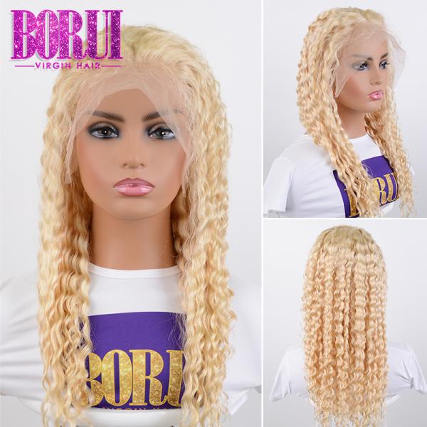 613 Blonde Deep Curly Wave Lace Front Wig With Baby Hair