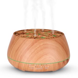 Home Appliances Stocks 400ml Colorful LED Light Electric Ultrasonic Wood Grain