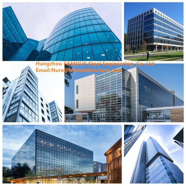 Sound Proof Glass Curtain Wall Facade Exposed Frame Double Glazed
