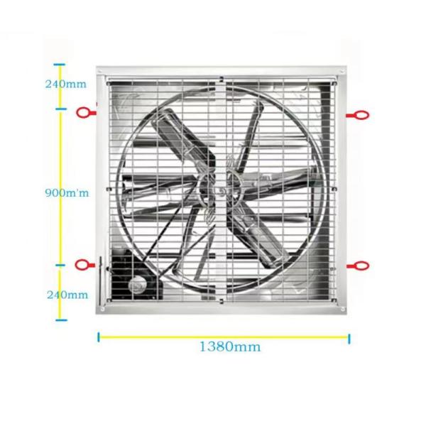 Customized 1400 RPM Motor Hanging Exhaust Fan OEM with Galvanized Sheet Frame