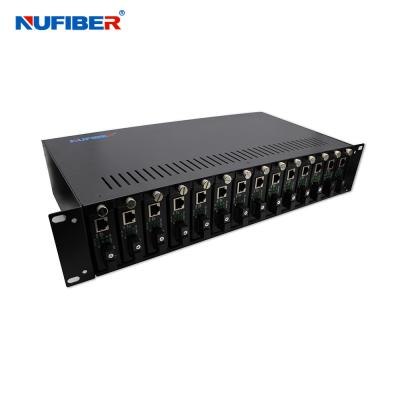 Fiber Media Converter Chassis Accessories 19''2U 14slots Media Converter Rack Mount Chassis 2 Power Supply
